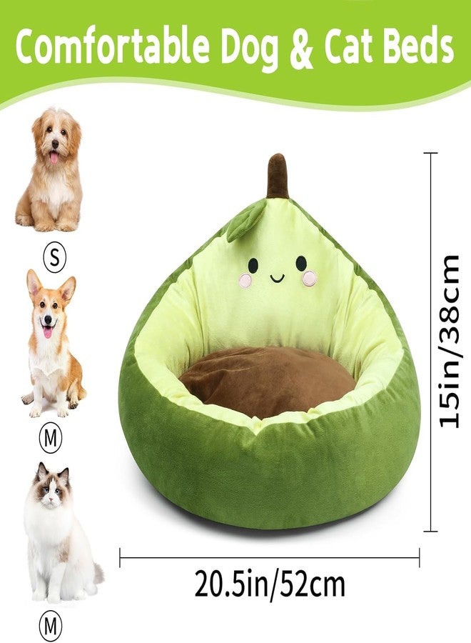 JIZWPOOM Avocado Calming Dog Bed & Cat Bed for Small Dogs, Cute Pet Bed Round Cat Bed Washable Plush Bed - Image 5