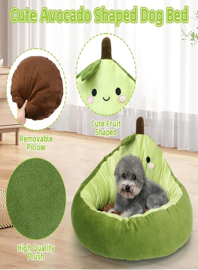JIZWPOOM Avocado Calming Dog Bed & Cat Bed for Small Dogs, Cute Pet Bed Round Cat Bed Washable Plush Bed - Image 2