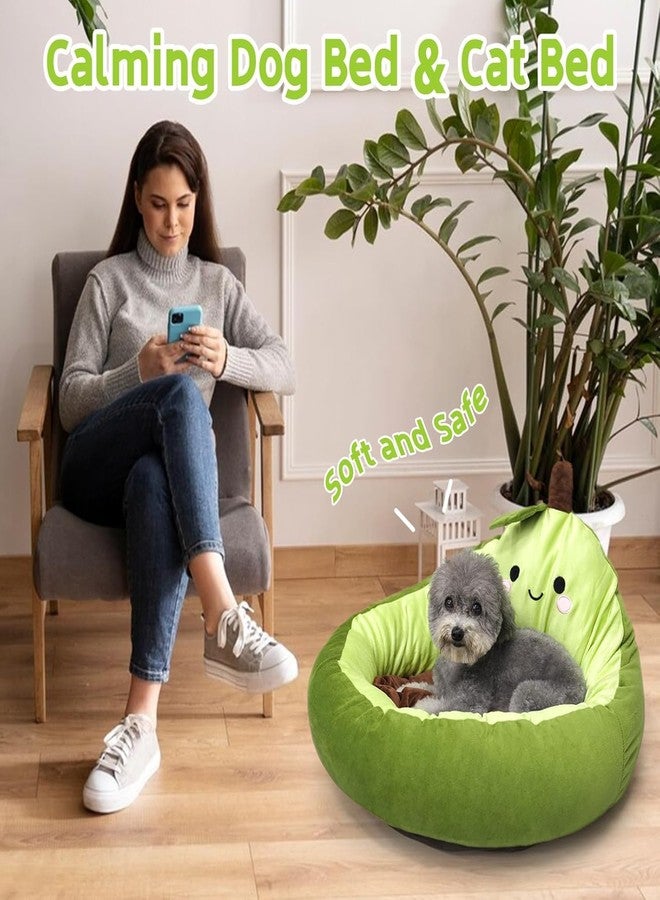 JIZWPOOM Avocado Calming Dog Bed & Cat Bed for Small Dogs, Cute Pet Bed Round Cat Bed Washable Plush Bed - Image 3