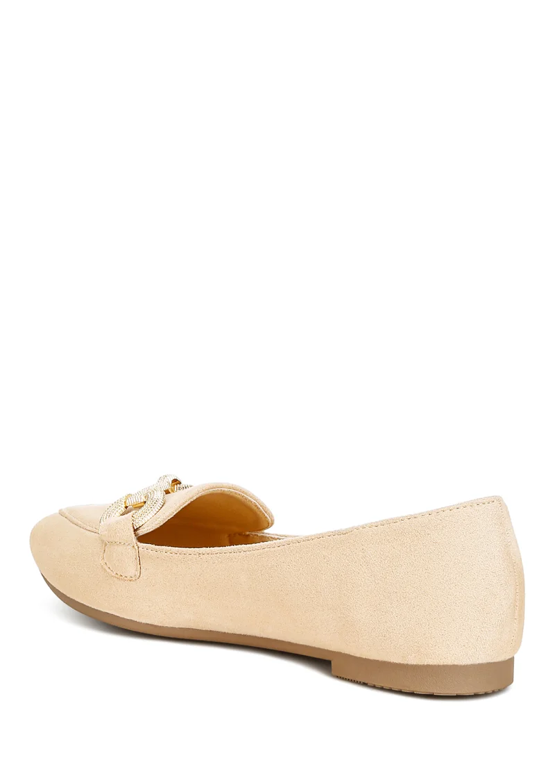 London Rag Horsebit Detail Flexible Loafers in Beige