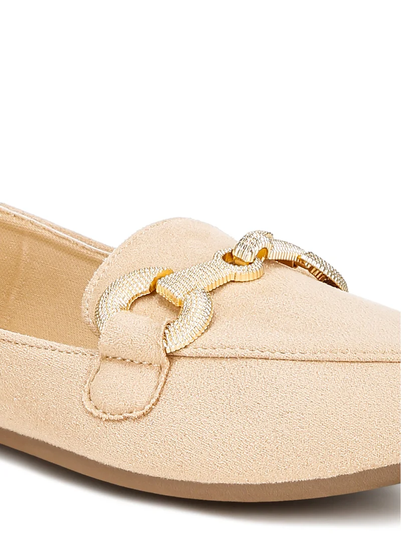 London Rag Horsebit Detail Flexible Loafers in Beige