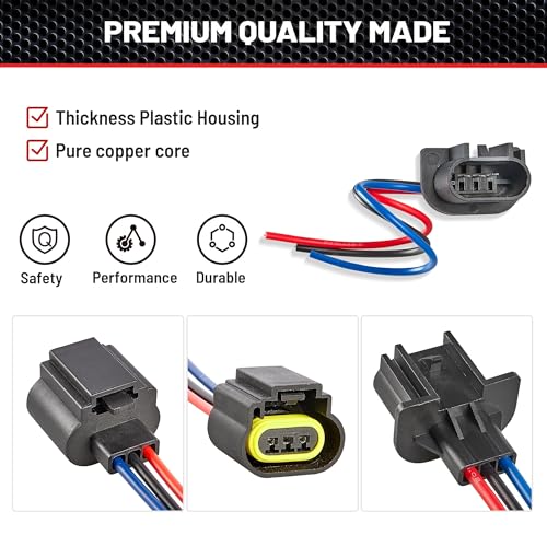 RED WOLF محول مصباح هالوجين H13 9008 من RED WOLF 3 دبابيس ذكر وأنثى مع موصلات سلكية - Image 4