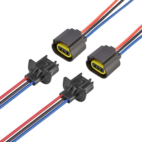 RED WOLF محول مصباح هالوجين H13 9008 من RED WOLF 3 دبابيس ذكر وأنثى مع موصلات سلكية - Image 1