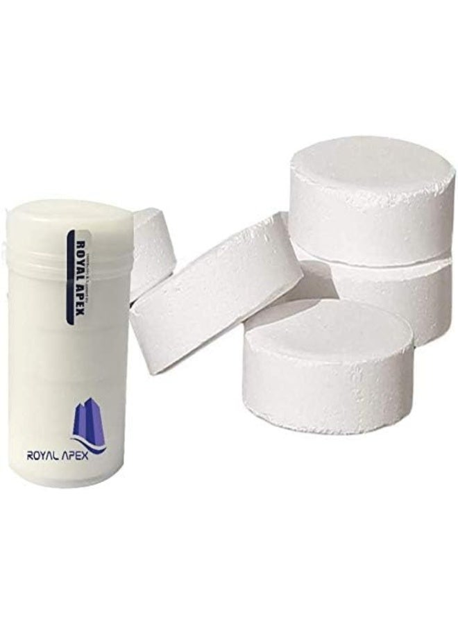 Royal Apex Bluqua Slow-Dissolving Chlorine Tablets 1Kg Pool And Spa Water Bacteria Algae Disinfection Treatment With Sunlight/Uv Protection Tcca 3" 200G X 5 Pcs Made In Eu 5 Tin 25 Tablet - Image 1