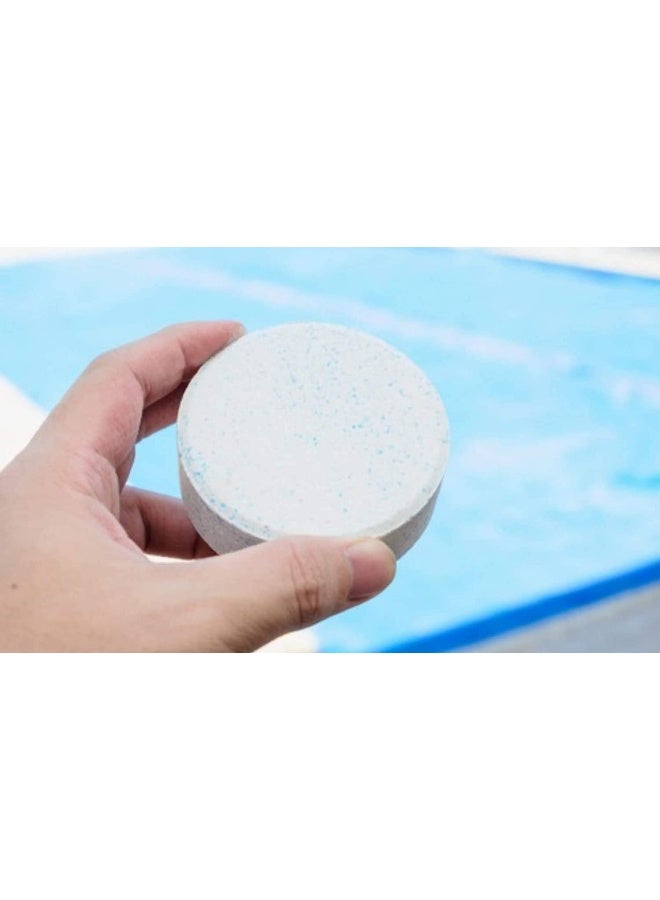 Royal Apex Bluqua Slow-Dissolving Chlorine Tablets 1Kg Pool And Spa Water Bacteria Algae Disinfection Treatment With Sunlight/Uv Protection Tcca 3" 200G X 5 Pcs Made In Eu 5 Tin 25 Tablet - Image 5