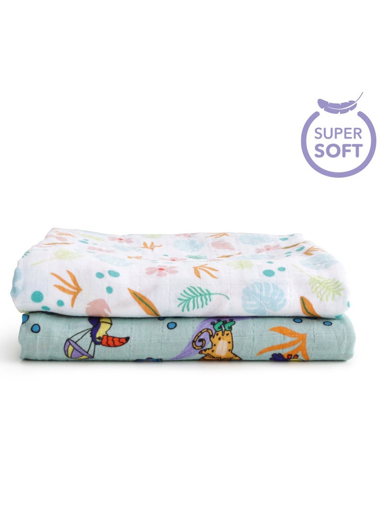 Milk & Moo Milk&Moo Jungle Friends Baby Swaddle Blankets, Oeko-Tex Certified 100% Cotton, Ultra-Soft, Breathable, Lightweight, Set of 2  - Image 3