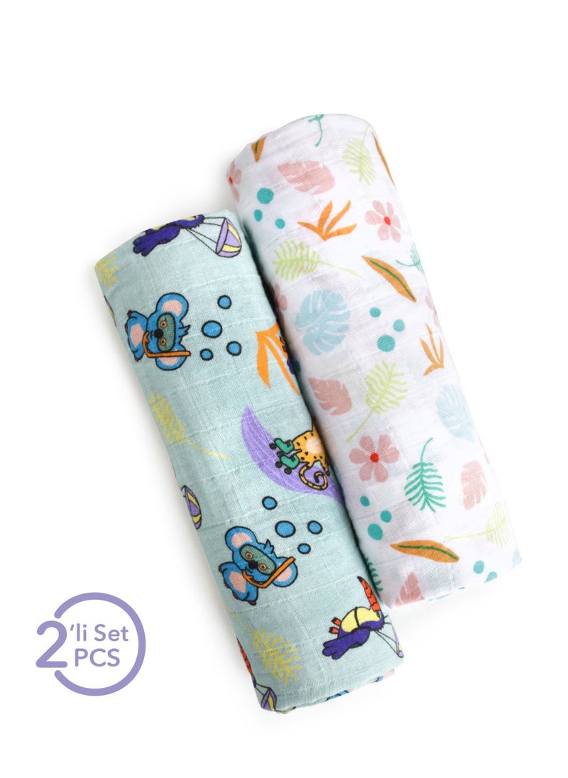 Milk & Moo Milk&Moo Jungle Friends Baby Swaddle Blankets, Oeko-Tex Certified 100% Cotton, Ultra-Soft, Breathable, Lightweight, Set of 2  - Image 2