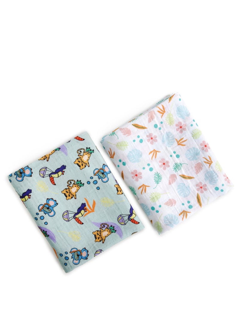 Milk & Moo Milk&Moo Jungle Friends Baby Swaddle Blankets, Oeko-Tex Certified 100% Cotton, Ultra-Soft, Breathable, Lightweight, Set of 2  - Image 1