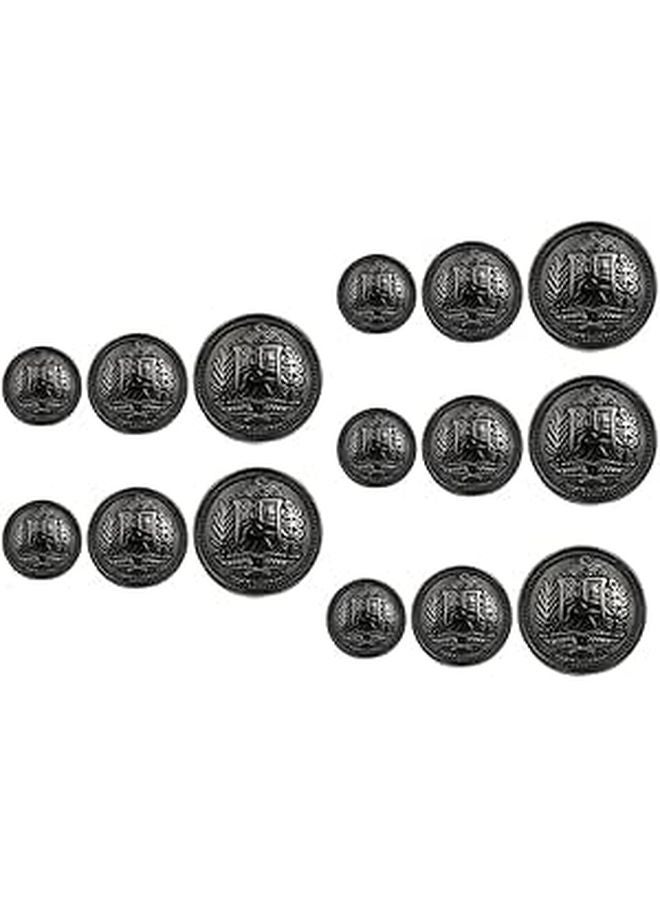 Metal Buttons Set 30pcs Black 15mm 20mm 25mm for Sewing Shirts Coats Overalls Windbreaker - Image 1