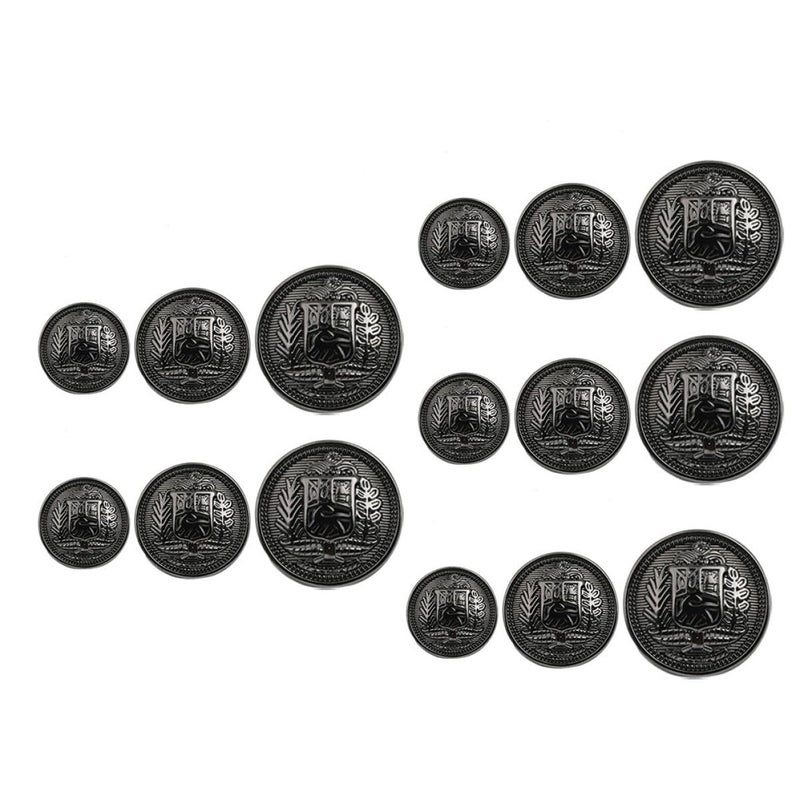Metal Buttons Set 30pcs Black 15mm 20mm 25mm for Sewing Shirts Coats Overalls Windbreaker - Image 2