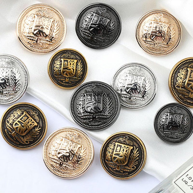 Metal Buttons Set 30pcs Black 15mm 20mm 25mm for Sewing Shirts Coats Overalls Windbreaker - Image 4