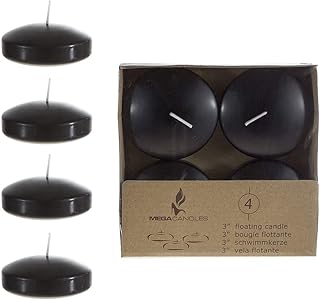 Mega Candles 12 pcs Unscented Black Floating Disc Candle, Hand Poured Paraffin Wax Candles 3 Inch Diameter, Home - Image 1