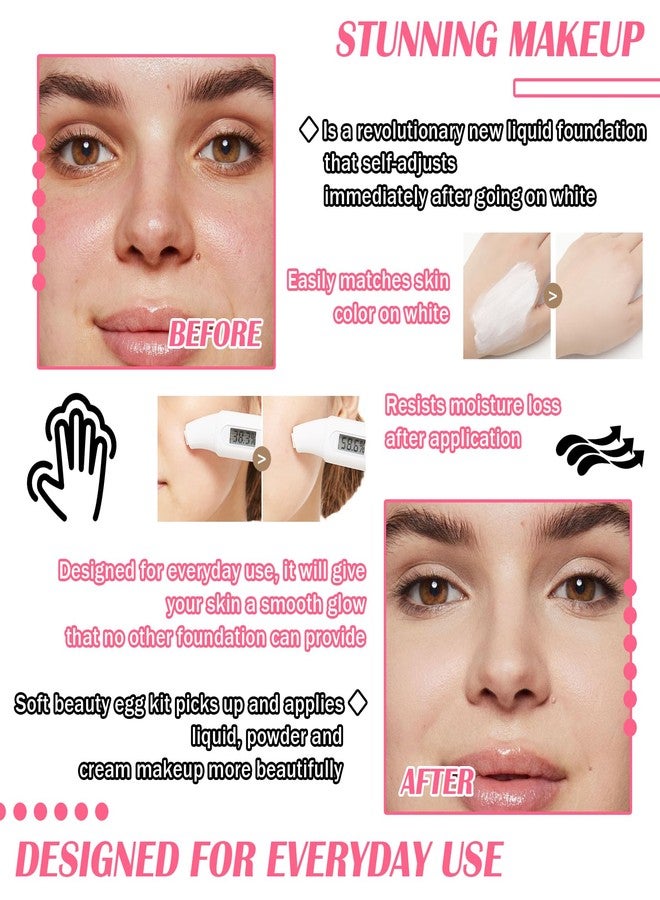 JunKuJK Color Changing Full Coverage Liquid Foundation Makeup Gift Set,Moisturizing BB Cream for Women,Flawless Loose Setting Powder Face Primer Base Makeup Kit With Make up Sponge - Image 3