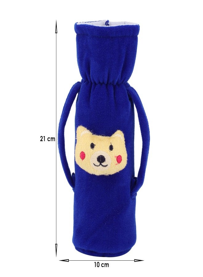 Lala Maneet Soft Plush Baby Bottle Cover for Feeders, Stretchable Bottle Cover (120-250 ml) Set of 2 Baby Milk Feeding Bottle Cover Handle On Both Side for Easy to Hold Dark Blue & Red - Image 4