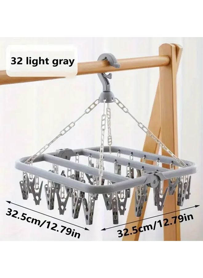 Upgraded Grey 32 Clip Foldable Clothes Hanger Space Saving Home Travel - Image 1
