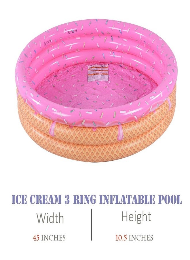 XFlated Kiddie Pool, Ice Cream 3 Ring Inflatable Pool for Kids, Ideal Water Pool in Summer, 45 Inches Inflatable Swimming Pool, for Ages 3+ - Image 4