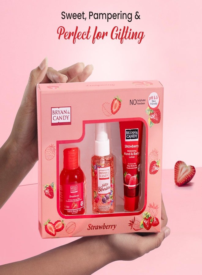 Bryan & Candy Strawberry Bath Kit Women's Day Gift Set For Women & Men | Shower Gel, Fragrance Mist, Hand & Body Lotion | Vegan, pH 5.5, SLS & Paraben-Free (Bath Kit) - Image 5