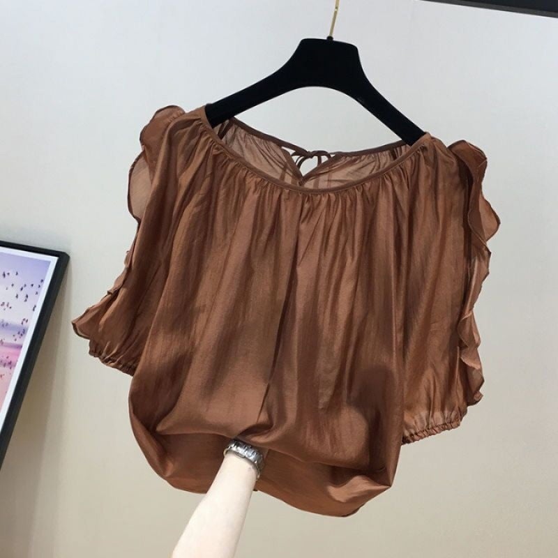 Chiffon T-Shirt Women's 2023 New Style Western Style Sweet Age-reducing Chubby Sister Elegant All-match Chic Top Small Shirt for Summer - Image 1
