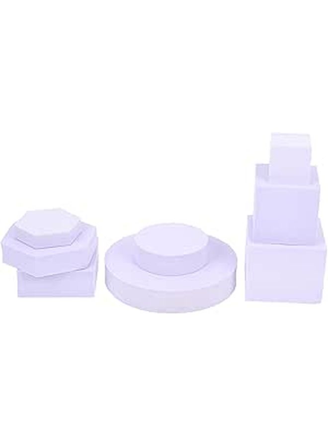 Purple Foam Geometric Backdrop Props 8pcs Cubes Cylinders Set Studio Posing Home Decor - Image 1