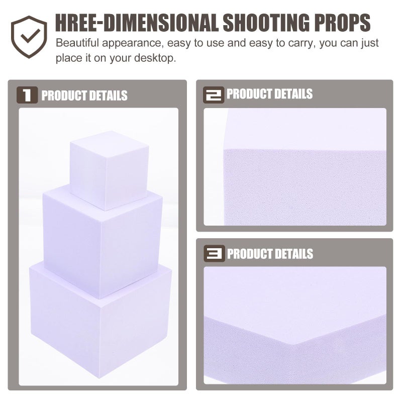 Purple Foam Geometric Backdrop Props 8pcs Cubes Cylinders Set Studio Posing Home Decor - Image 4