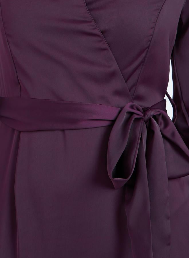Styli Purple Tiered Maxi Dress with Tie Belt - Image 4