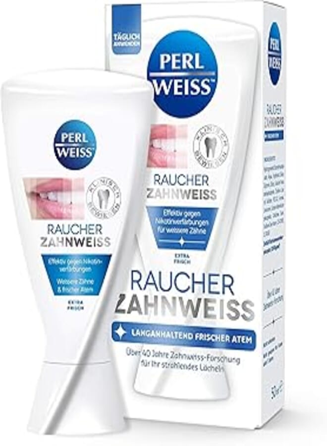 PERLWEISS for Smoking Teeth Cleaning and Whitening for Smokers, 4 Levels Whiter Teeth in 3 Weeks, with Perlite, 50 ml