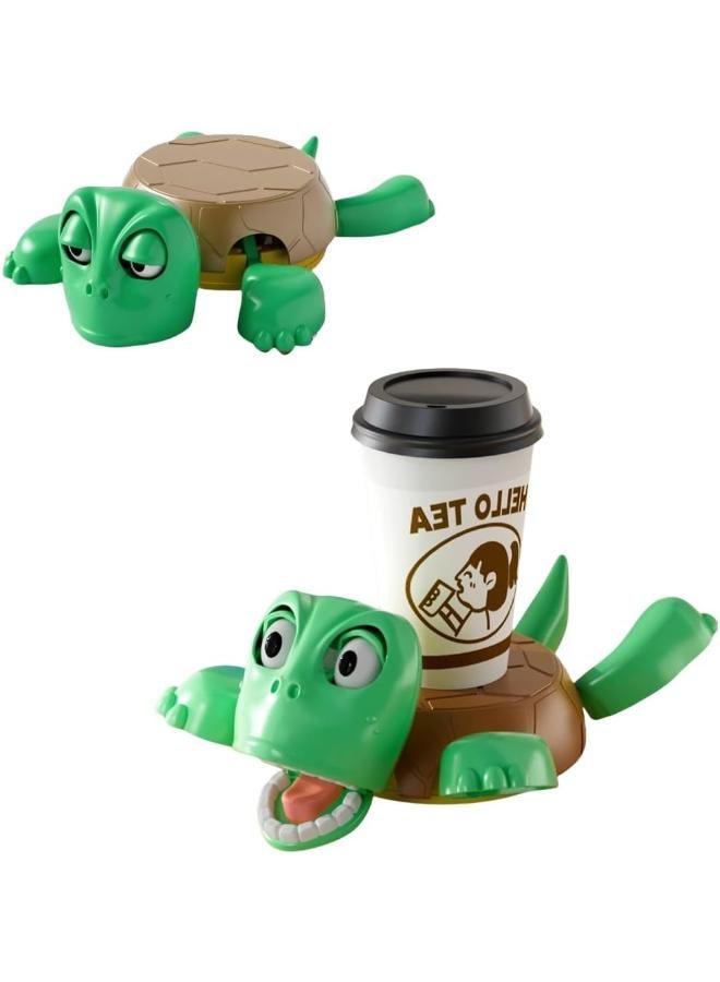 Wonka Turtle Cup Holder, 3D Printed Turtle Coaster with Funny Expression, Open Eyed When Put a Glass on Back Mug Mat for Car Desk