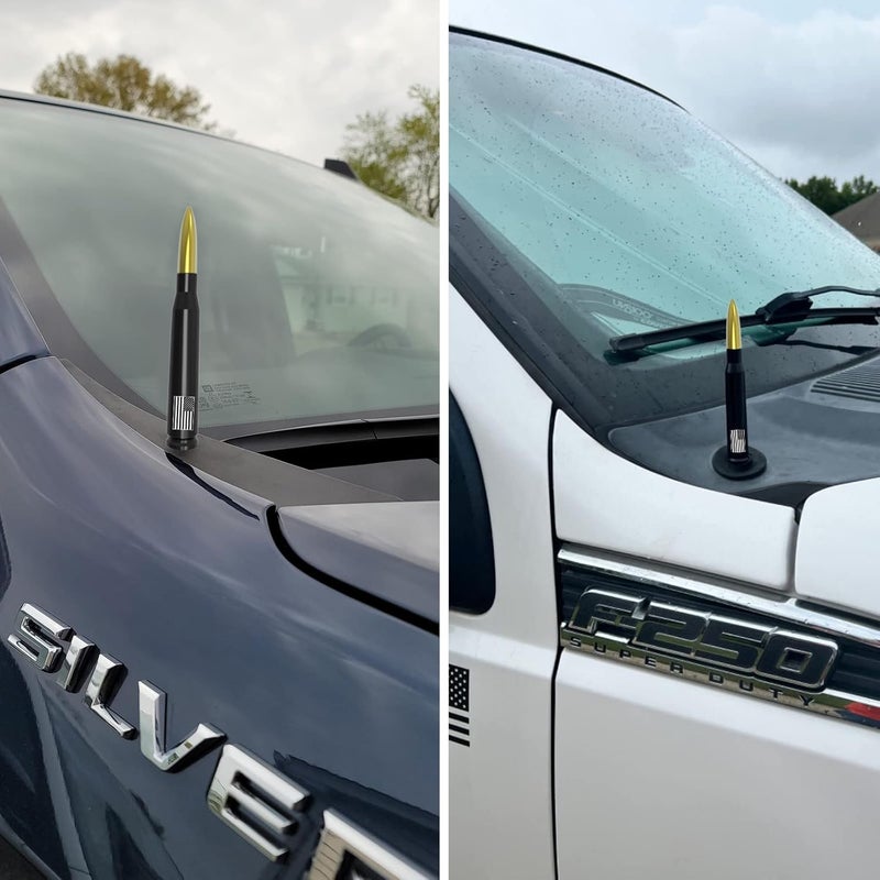 Engirette Car Antenna with American Flag Valve Stem Caps - Gold Bullet Style for Trucks and SUVs - Image 5