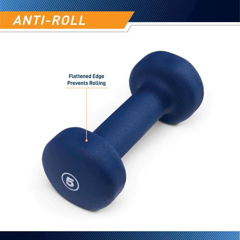 Marcy Neoprene Dumbbell, Single Piece, 5-lb, Indigo Blue - Image 3