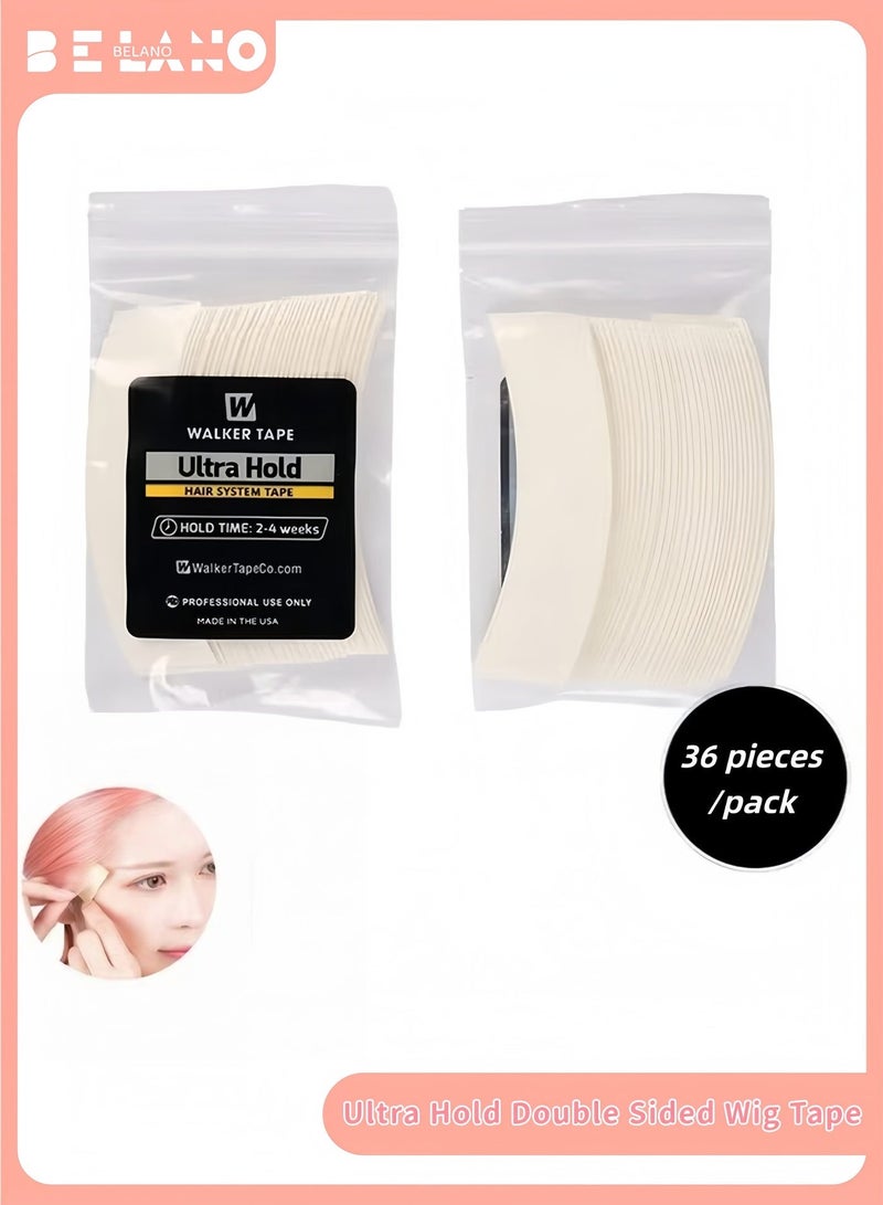 Walker Tape Ultra Hold Double Sided Wig Tape – White Waterproof Adhesive Strips for Lace Wigs, Toupees & Hair Extensions – Contour C (36pcs) - Image 1