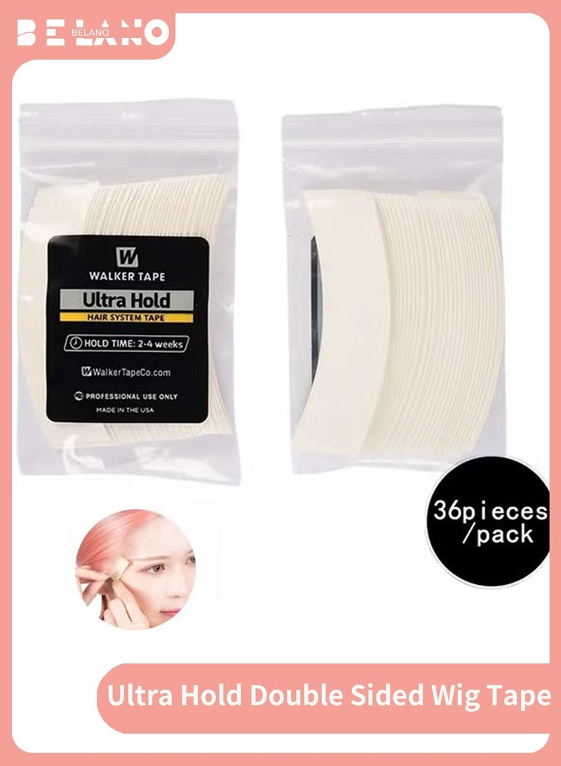 Walker Tape Ultra Hold Double Sided Wig Tape – White Waterproof Adhesive Strips for Lace Wigs, Toupees & Hair Extensions – Contour C (36pcs) - Image 1