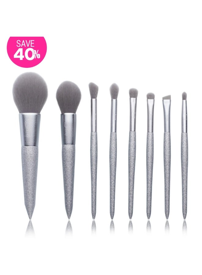 Jessup 8 Pcs Shinning Silver Brush