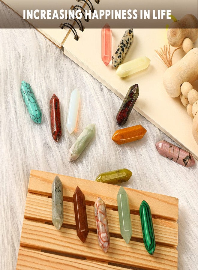 Nuenen 60 Pcs Crystal Hexagonal Wand Stones Bulk Worry Stones Healing Bullet Crystals Stones Sets Witch Hexagonal Bullet Shaped Gemstones Chakra for Witchcraft Meditation Divination(Classic Colors) - Image 3
