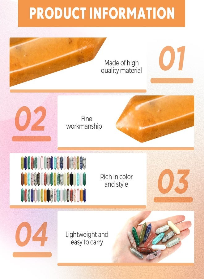Nuenen 60 Pcs Crystal Hexagonal Wand Stones Bulk Worry Stones Healing Bullet Crystals Stones Sets Witch Hexagonal Bullet Shaped Gemstones Chakra for Witchcraft Meditation Divination(Classic Colors) - Image 4