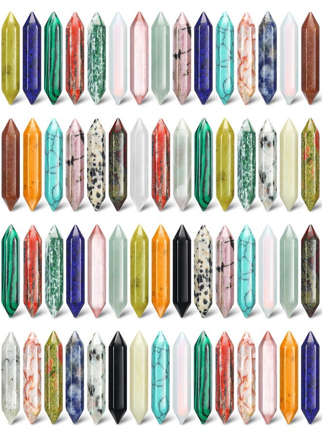 Nuenen 60 Pcs Crystal Hexagonal Wand Stones Bulk Worry Stones Healing Bullet Crystals Stones Sets Witch Hexagonal Bullet Shaped Gemstones Chakra for Witchcraft Meditation Divination(Classic Colors) - Image 1