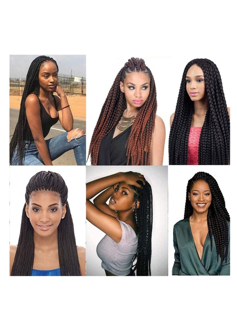 إستيل وصلات شعر صناعية مشدودة مسبقًا مقاس 66.36 سم، تجديل ياكي احترافي، ضفائر شعر مربعة، أنماط كروشيه، ألياف كانيكالون 100%، مقاومة للعرق، متينة وسهلة التضفير، أسود 10 قطع - Image 5