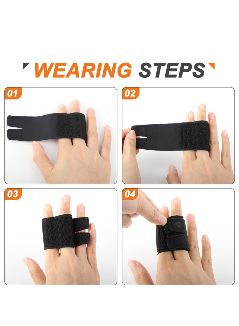 2-Pack Black Finger Splints, Middle  Pinky Finger Sleeves, Right Hand Double Finger Support. - Image 4