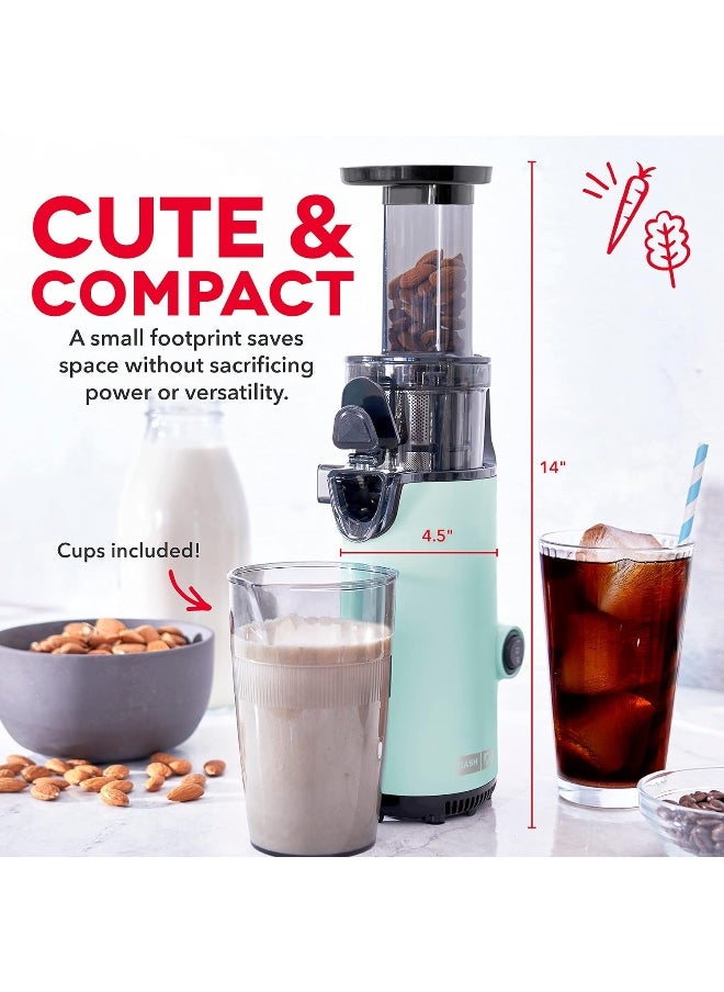 Dash - Dash DCSJ255 Deluxe Compact Power Slow Masticating Extractor Easy to Clean Cold Press Juicer with Brush, Pulp Measuring Cup, Frozen Attachment and Juice Recipe Guide - Image 1