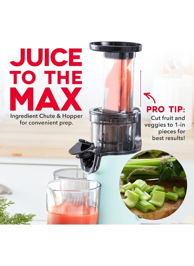 Dash - Dash DCSJ255 Deluxe Compact Power Slow Masticating Extractor Easy to Clean Cold Press Juicer with Brush, Pulp Measuring Cup, Frozen Attachment and Juice Recipe Guide - Image 1