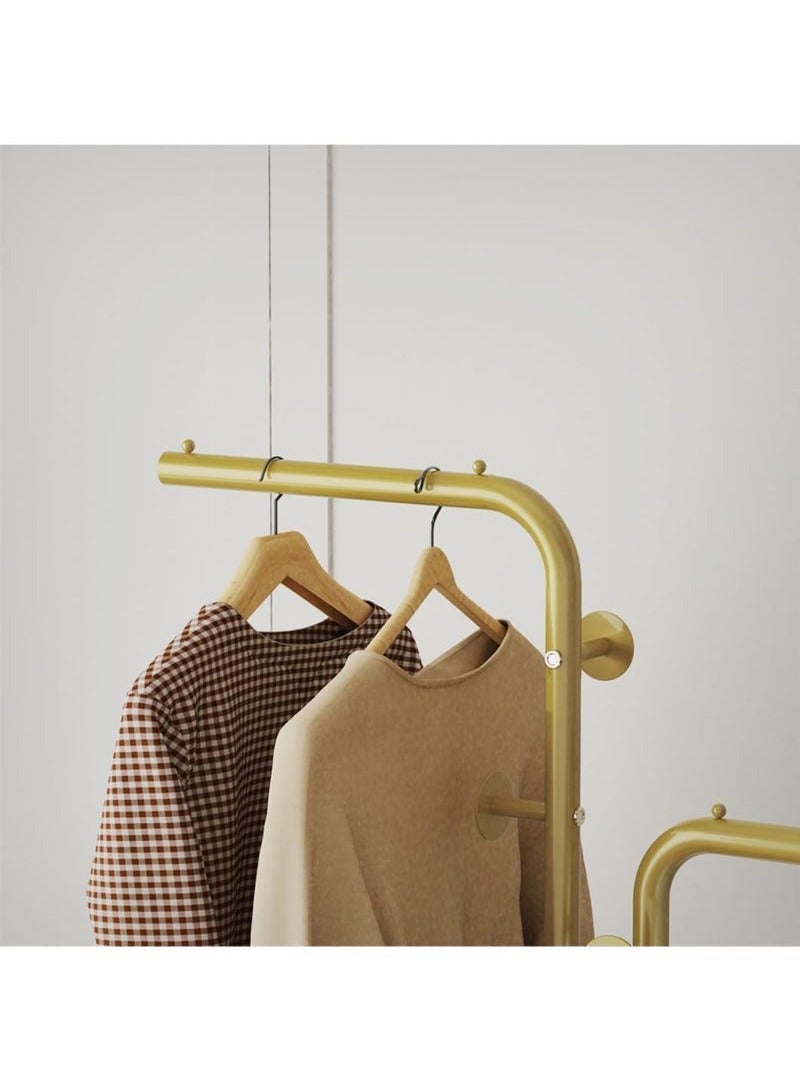 XiuWoo Double-pole Coat Racks Metal Gold Clothing Rack with 5 Hooks and Marble Base Modern Coat Hanger Stand for Entryway Living Room Bedroom - Image 5