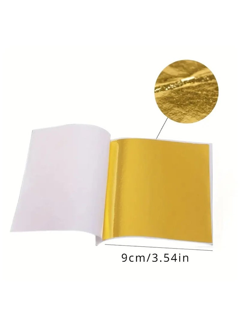 100 Pieces Imitation Golden Leaf Foil Leaf Sheets for Handicrafts, DIY Nails, Gilding Crafting, Decoration, Frames, Furniture - Image 3