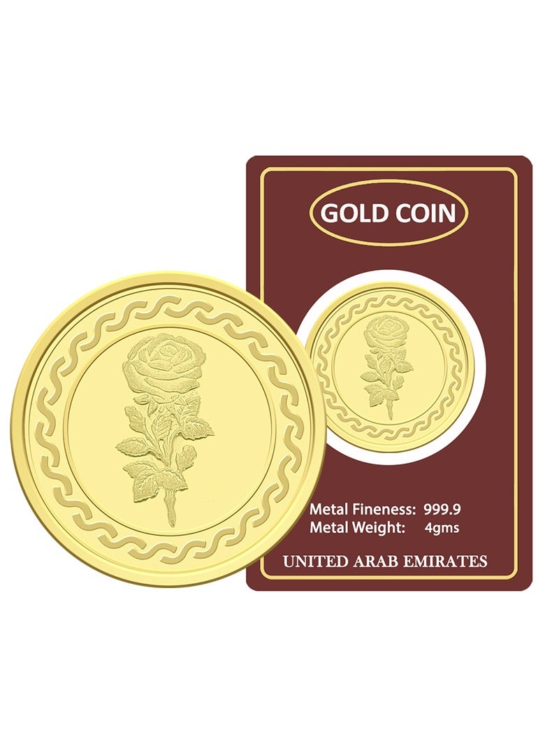 4g Gold Coin with Flower & UAE Heritage Building Design - 4 Grams 24KT 999.9 Purity