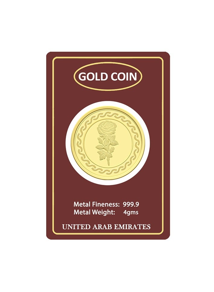 4g Gold Coin with Flower & UAE Heritage Building Design - 4 Grams 24KT 999.9 Purity