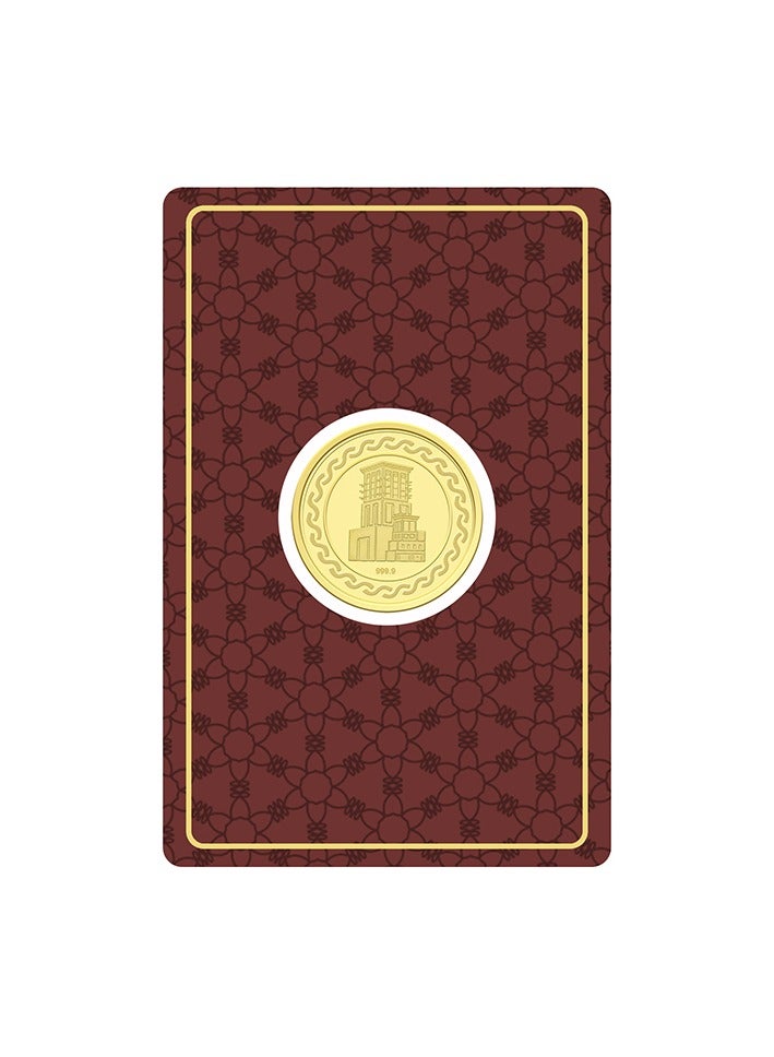 4g Gold Coin with Flower & UAE Heritage Building Design - 4 Grams 24KT 999.9 Purity