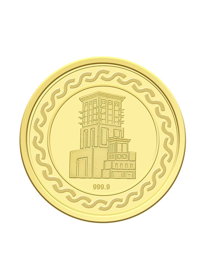 4g Gold Coin with Flower & UAE Heritage Building Design - 4 Grams 24KT 999.9 Purity
