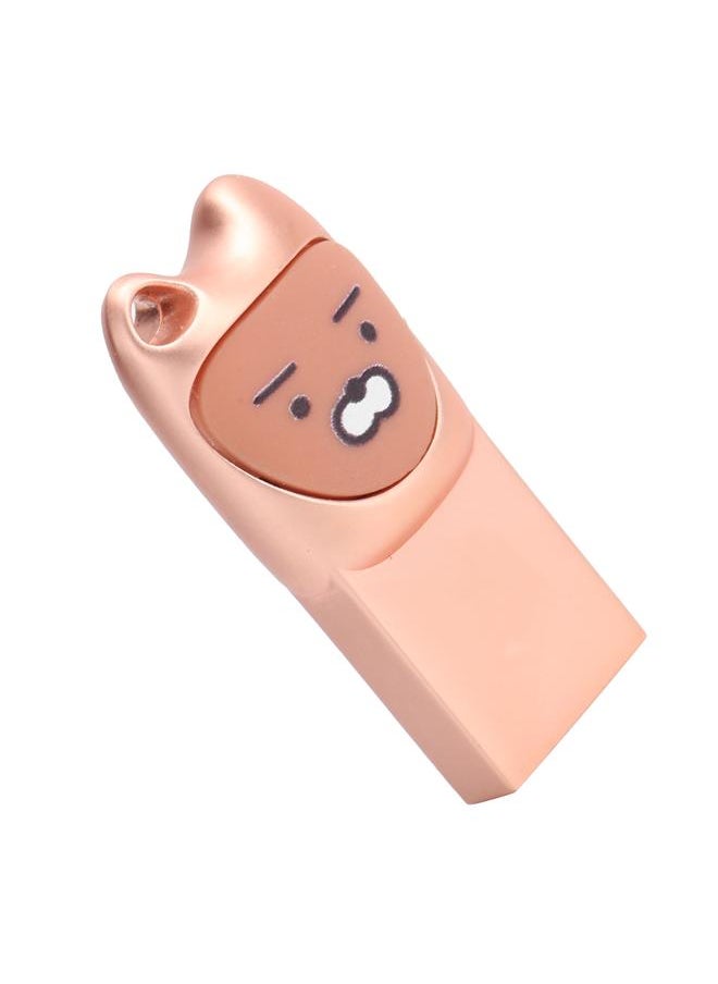 Thoraya Metal cartoon USB flash drive with mobile phone Android adapter Creative USB flash drive two in one bidding gift USB flash drive lion smile rose gold 128G  - Image 2
