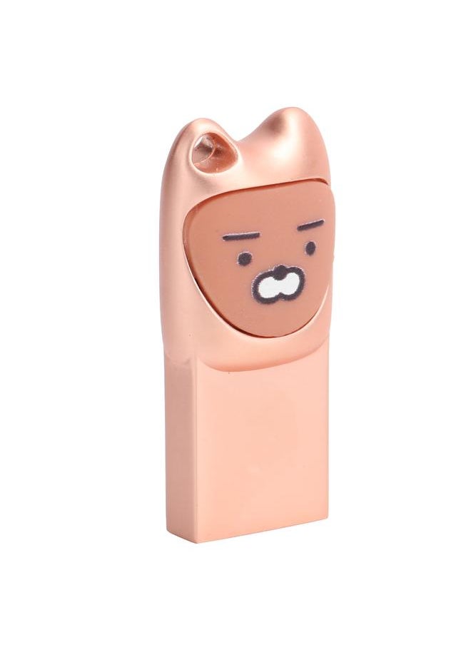 Thoraya Metal cartoon USB flash drive with mobile phone Android adapter Creative USB flash drive two in one bidding gift USB flash drive lion smile rose gold 128G  - Image 4