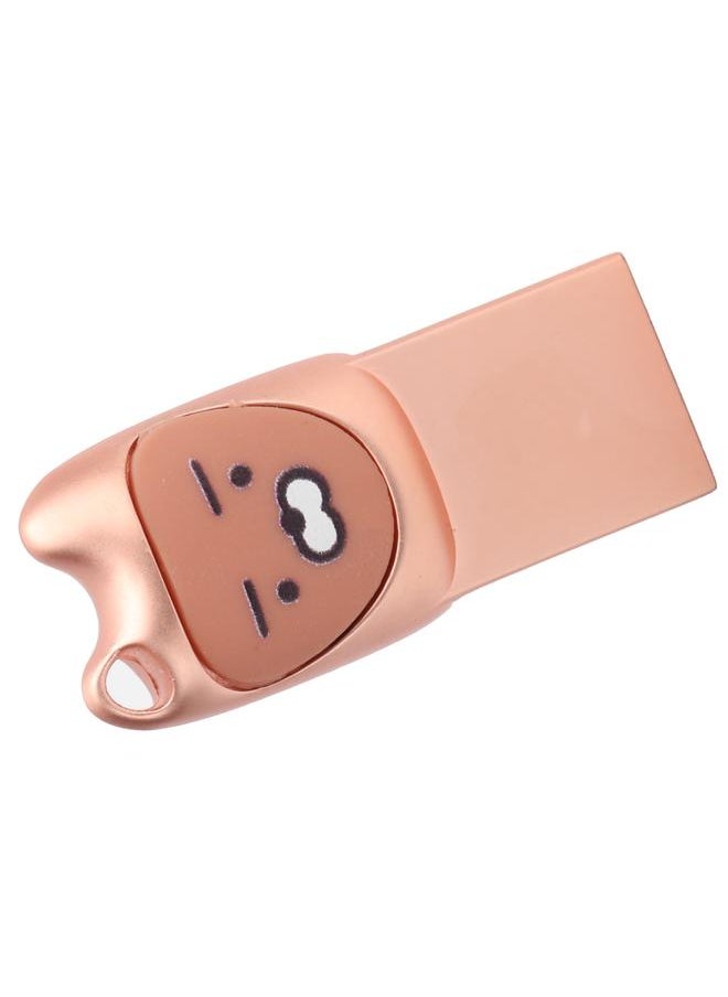Thoraya Metal cartoon USB flash drive with mobile phone Android adapter Creative USB flash drive two in one bidding gift USB flash drive lion smile rose gold 128G  - Image 5