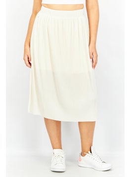 adidas Originals Women Sportswear Fit Embroidered Logo Midi Skirt, Cream  - Image 1