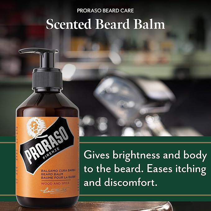 Proraso Beard Balm Wood and Spice 300ml Scented Beard Balm for Men Softens Protects and Eases Itching and Discomfort Made in Italy - Image 3